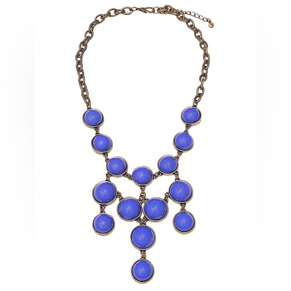 BODEN Royal Blue Gold Bib Statement Necklace